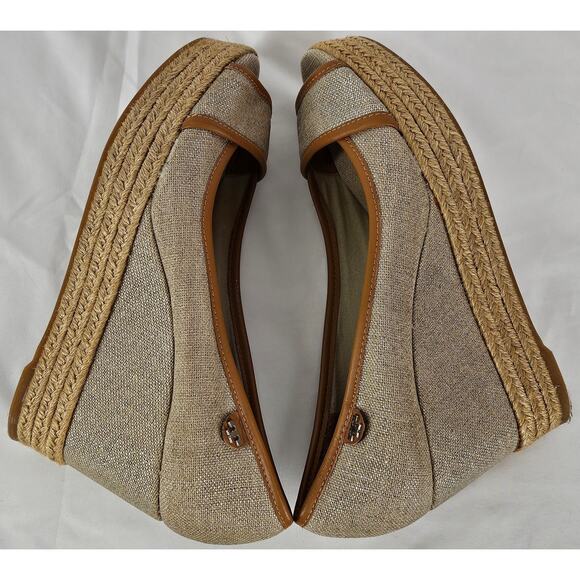 TORY BURCH WOMEN'S BEIGE / BROWN MAJORICA 5" WEDGE HEEL ESPADRILLE SIZE 8 (38.5) - Picture 12 of 14